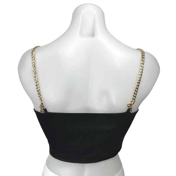 Express Women's Black Sleeveless Chain Strap Cami Camisole Crop Tank Top Size XS - Picture 2 of 5
